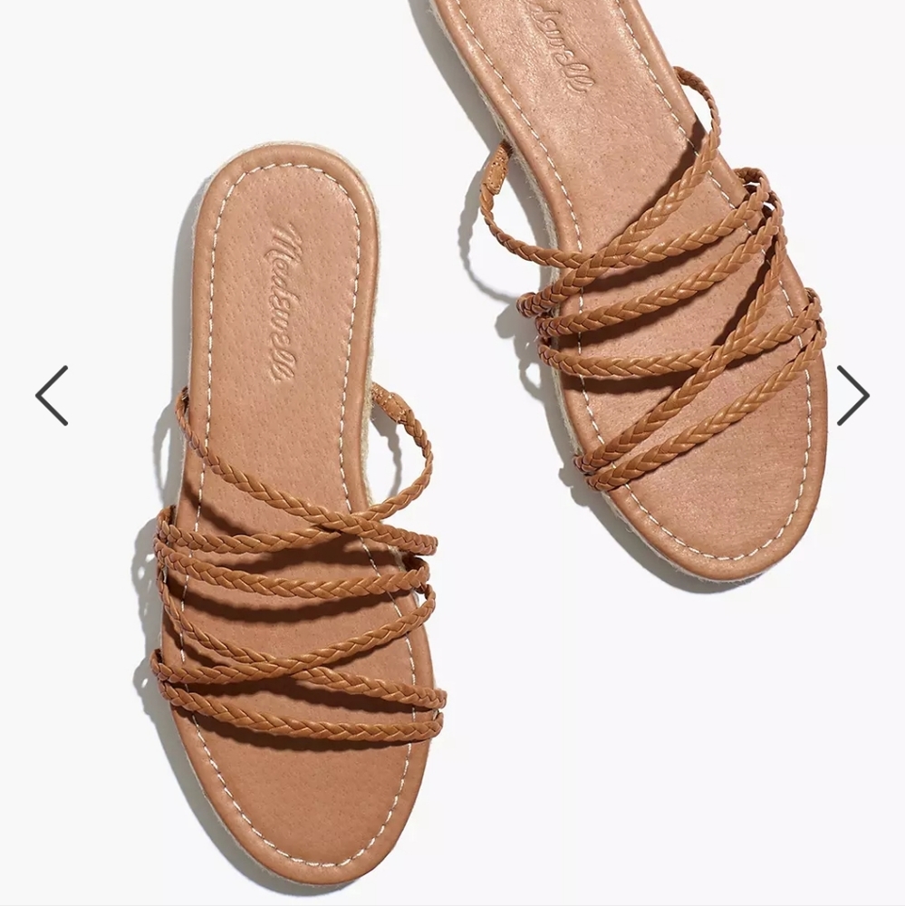 Madewell Tan Braided Espadrille Slide Sandals View 2